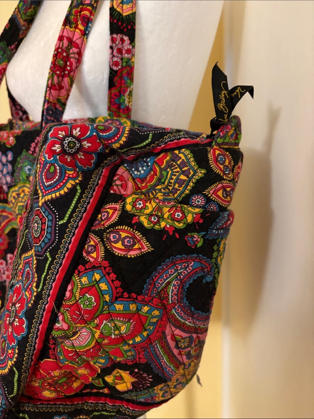 Vera Bradley Black Paisley Floral Weekender Bag - Picture 2 of 5